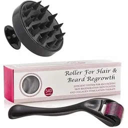 generic LIMTAS Roller For Hairr & Beard Regrowth with 540 Titanium Alloy Needles and , Promotes Beard Growth, Hairr Regrowth & Reduces Acne Scars, Safe & Effective To Use with Round Hairr Scalp Manual Massager Shampoo Hairr Brush Set of 2- Multi-Colour-picture-56