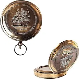generic Vintage Style Solid Brass Compass Glass Desk 2 inches Antique Compass-picture-28