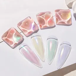 generic Metallic Chrome Nail Powder Set, Mirror Effect Nail Art Powder, Holographic Pigment Glitter Dust for Gel Polish Manicure Decoration with Eyeshadow Sticks (Mermaid Chrome) image 3