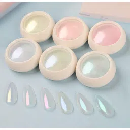 generic Metallic Chrome Nail Powder Set, Mirror Effect Nail Art Powder, Holographic Pigment Glitter Dust for Gel Polish Manicure Decoration with Eyeshadow Sticks (Mermaid Chrome) image 1