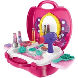 genextonline Girls Dream Fashion Beauty Makeup Suitcase Vanity Role Play Toy Set of 21 Pieces-picture-12