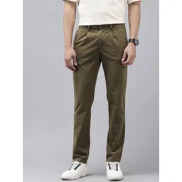 GENIPS Men Textured Slim Fit Pleated Trousers-picture-27