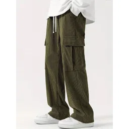 GENZILOOKS Men Textured High-Rise Cargos Trousers-picture-42
