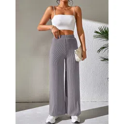 GENZILOOKS Women Textured High-Rise Trousers-picture-12