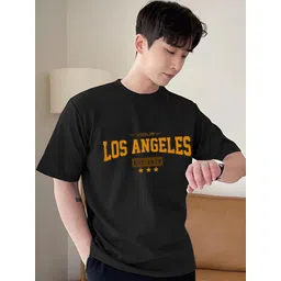 Genzy Men Typography Printed Drop-Shoulder Sleeves Applique T-shirt-picture-23