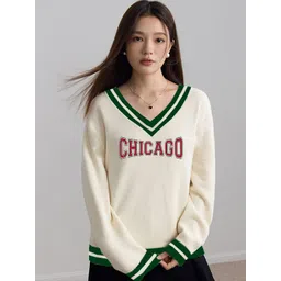 Genzy Women Typography Printed V-Neck Raw Edge T-shirt-picture-27