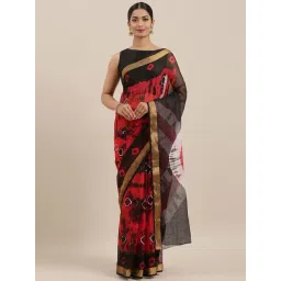Geroo Jaipur Black & Red Hand Dyed Bandhani Kota Silk Sareee-picture-24