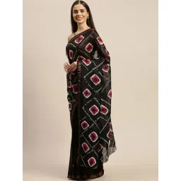 Geroo Jaipur Black Hand Dyed Bandhani Silk Saree-picture-29