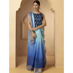 Geroo Jaipur Blue Tie & Die Pure Kota Silk Hand Dyed Saree-picture-36