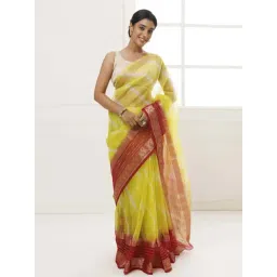 Geroo Jaipur Green & Maroon Striped Saree Without Blouse-picture-32