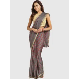 Geroo Jaipur Grey Hand Dyed Leheriya Kota Silk Saree-picture-27