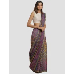 Geroo Jaipur Grey Printed Saree With Unstitched Blouse-picture-10