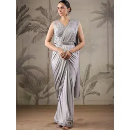 Geroo Jaipur Grey Stitched Saree With Stitched Blouse-picture-26