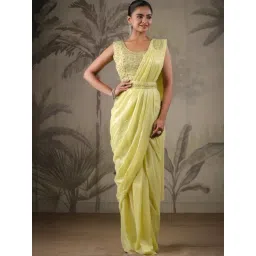 Geroo Jaipur Mint Green Stitched Saree With Stitched Blouse-picture-16