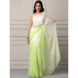 Geroo Jaipur Pastel Green Embroidered Saree With Unstitched Blouse-picture-45