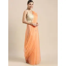 Geroo Jaipur Peach Embellished Saree With Unstitched Blouse-picture-42