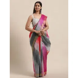 Geroo Jaipur Pink And Grey Shaded Hand Dyed Kota Silk Saree-picture-11