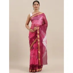 Geroo Jaipur Pink & Wine Hand Dyed Bandhani Kota Silk Sareee-picture-19