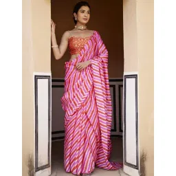 Geroo Jaipur Pink Pure Tussar Silk Hand-Dyed Leheriya Saree-picture-11