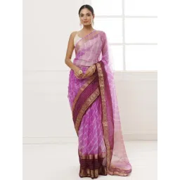 Geroo Jaipur Purple Striped Saree Without Blouse-picture-15