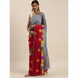 Geroo Jaipur Red Hand Dyed Bandhani Saree-picture-37