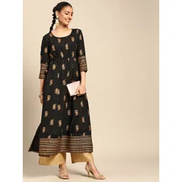 Gerua By Libas Women Black  Golden Paisley Printed Mirror Work Kurta-picture-19