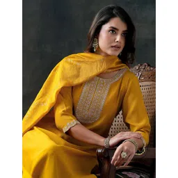 Gerua By Libas Women Floral Yoke Design Sequinned Kurta with Trousers & With Dupatta-picture-29