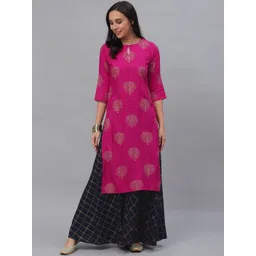 Gerua By Libas Women Pink Ethnic Motifs Printed Panelled Kurta with Skirt-picture-35