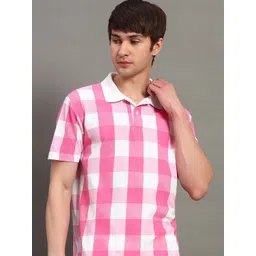 GET GOLF Men Checked Polo Collar Cotton T-shirt-picture-37