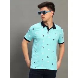 GET GOLF Men Floral Printed Polo Collar Cotton T-shirt-picture-21