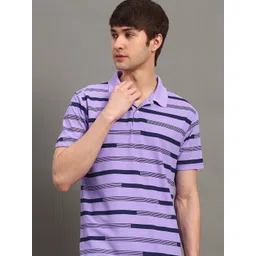 GET GOLF Men Striped Polo Collar Cotton T-shirt-picture-36