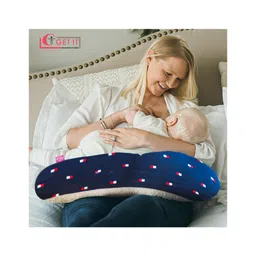 Get It Premium 2 In 1 Model 100 % Cotton Extra Large Breastfeeding Recron Pillow Removable cover with Zip Buckle Adjust One Side Dry Sheet Grey - Navy Blue Print-picture-13