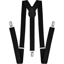 get star Adjustable Elastic Y Back Style Unisex Suspenders for Men and Women With Strong Metal Clips, Black, Free Size-picture-36