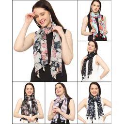 getmescarf Floral Print Chiffon Women Multicolor Scarf, Fancy Scarf, Stole-picture-20