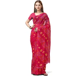 GHAN SALS Bandhani Print Mysore Silk Saree with Unstitched Blouse Piece-picture-21