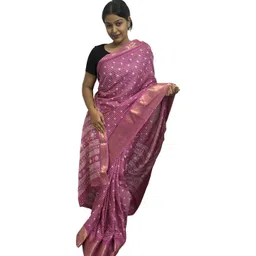 GHAN SALS Ethnic Motifs Embroidered Woven Design Zari Baluchari Saree with Blouse Piece-picture-26