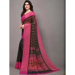 GHAN SALS Geometric Printed Brasso Baluchari Saree with Blouse Piece-picture-28