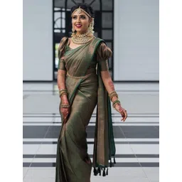 GHAN SALS Green Silk Blend Woven Design Sarees-picture-39