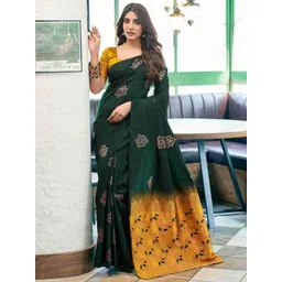 GHAN SALS Green Silk Blend Woven Design Sarees-picture-13