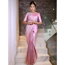 GHAN SALS Pink Silk Blend Woven Design Sarees-picture-13