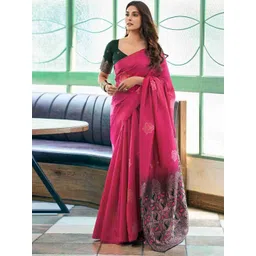 GHAN SALS Pink Silk Blend Woven Design Sarees-picture-15