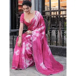 GHAN SALS Tie and Dye Silk Blend Baluchari Saree-picture-19