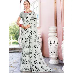 GHAN SALS Women Abstract Printed Baluchari Saree with Blouse Piece-picture-35