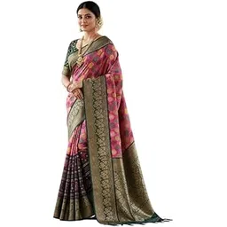 ghan sals Women's dola silk Saree With Unstiched Blouse Piece (SJ_AAYAN_PINK)-picture-11