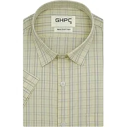 ghpc 100% Cotton Checkered Half Sleeves Regular Fit Formal Shirt for Men-picture-20