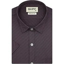 ghpc 100% Cotton Self Design Half Sleeves Regular Fit Formal Shirt for Men-picture-34