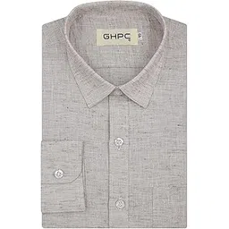 ghpc Cotton Linen Plain Solid Full Sleeves Regular Fit Formal Shirt for Men-picture-51