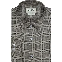 GHPC Cottswool Winter Wear Woolen Checkered Full Sleeves Regular Fit Formal Shirt for Men-picture-34