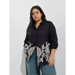 Gia by Westside Black Botanical Detailed Shirt-picture-24