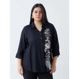 Gia by Westside Black Floral Embroidered Shirt-picture-28